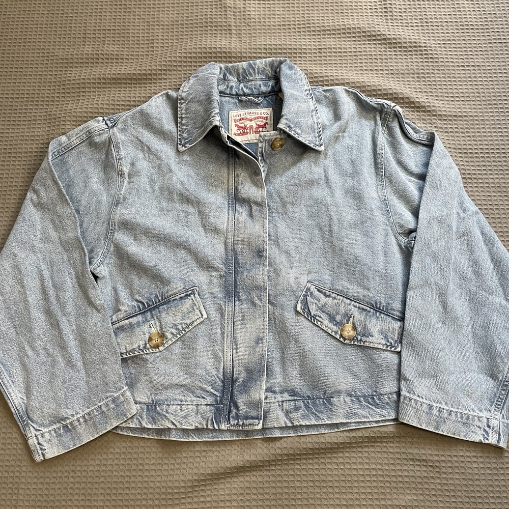 Levi's Kaede Cotton Prep Coat Denim Chore Jacket Medium Womens Light Wash